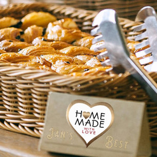 Zelfgemaakt met liefde Bronze Heart Shaped Label