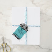 Zelfgemaakt met liefde Buffalo Plaid en Blauwgroen Cadeaulabel (Met Touw)