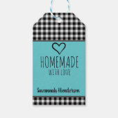Zelfgemaakt met liefde Buffalo Plaid en Blauwgroen Cadeaulabel (Voorkant)