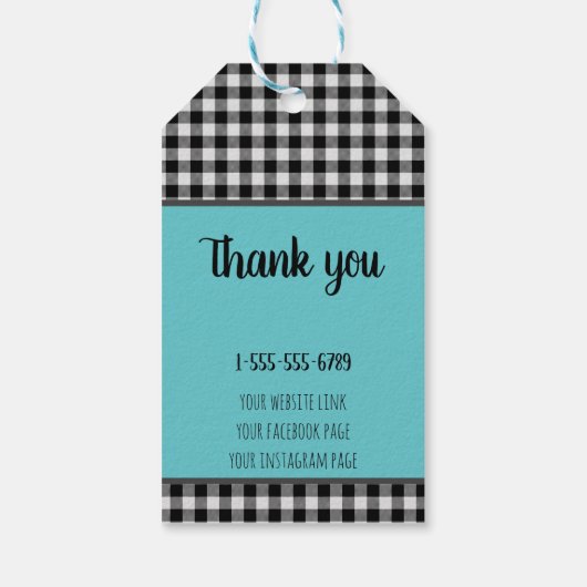 Zelfgemaakt met liefde Buffalo Plaid en Blauwgroen Cadeaulabel (Achterkant)