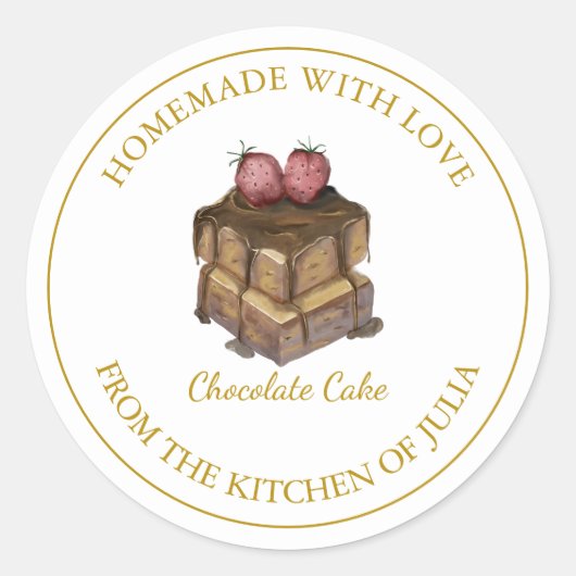 Zelfgemaakt met liefde Cake Label | Wit (Voorkant)