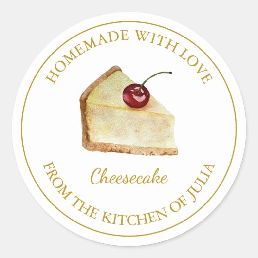 Zelfgemaakt met liefde Cheesecake Label | Wit (Voorkant)