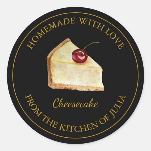Zelfgemaakt met liefde Cheesecake Label | Zwart (Voorkant)