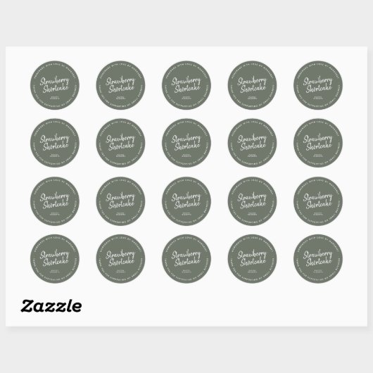 Zelfgemaakt met liefde Dark Sage Green Ronde Sticker (Vel)