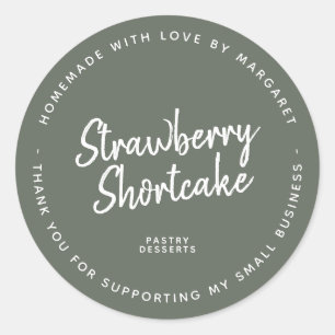 Zelfgemaakt met liefde Dark Sage Green Ronde Sticker