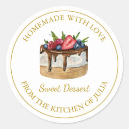 Zelfgemaakt met liefde Dessert Cake Label | Wit