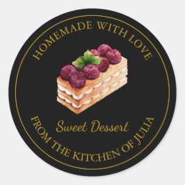 Zelfgemaakt met liefde Dessert Cake Label | Zwart