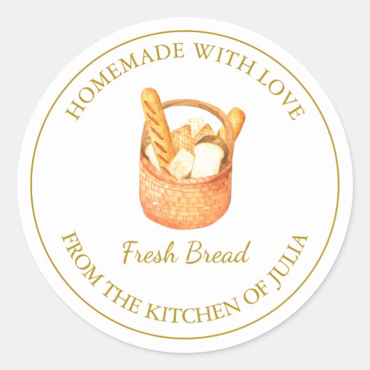 Zelfgemaakt met liefde Fresh Bread Label | Wit (Voorkant)
