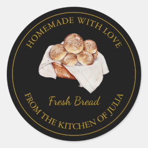 Zelfgemaakt met liefde Fresh Bread Label Zwart