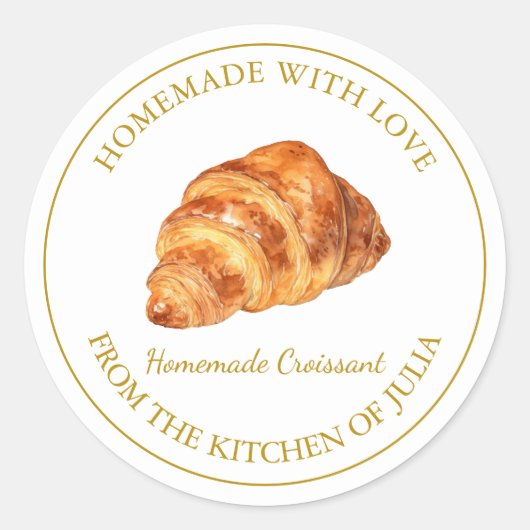 Zelfgemaakt met liefde Fresh Croissant Label | Wit (Voorkant)