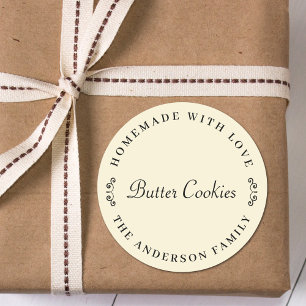 Zelfgemaakt met liefde gepersonaliseerd bakken cad ronde sticker