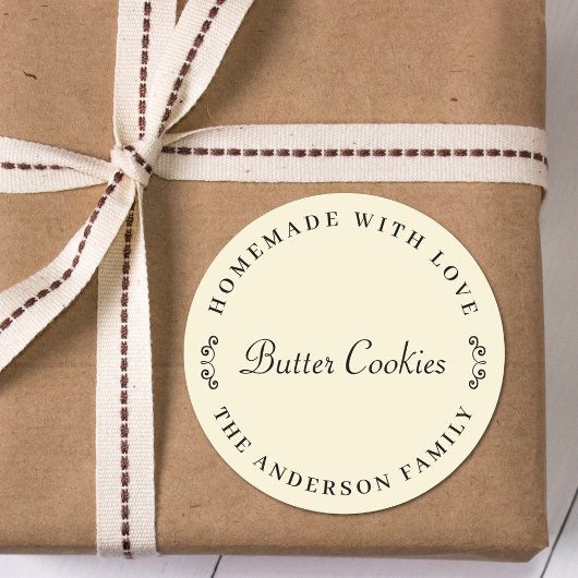 Zelfgemaakt met liefde gepersonaliseerd bakken cad ronde sticker