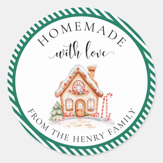 Zelfgemaakt met liefde Kerstcadeau Label Stickers (Voorkant)