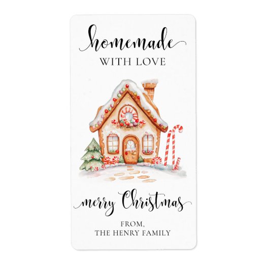 Zelfgemaakt met liefde Kerstcadeau Label Stickers (Voorkant)