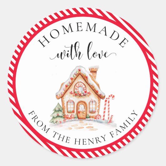 Zelfgemaakt met liefde Kerstcadeau Label Stickers (Voorkant)