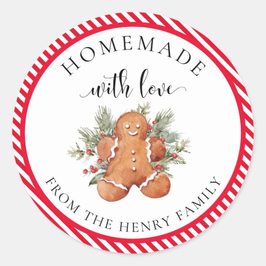 Zelfgemaakt met liefde Kerstcadeau Label Stickers (Voorkant)