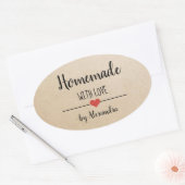 Zelfgemaakt met liefde kraft gepersonaliseerd ovale sticker (Envelop)