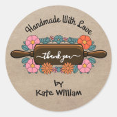 Zelfgemaakt met liefde | Kraft Paper Bedankt voor  Ronde Sticker (Voorkant)