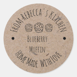 Zelfgemaakt met Liefde Kraft Papier   Bakkerij Lab Ronde Sticker