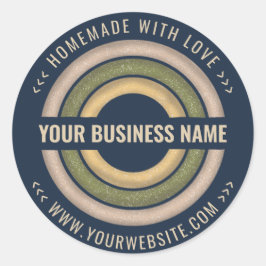 Zelfgemaakt Met Liefde | Marineblauw Klein Bedrijf Ronde Sticker