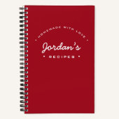 Zelfgemaakt met Liefde Recept Rood Gepersonaliseer Notitieboek (Voorkant)