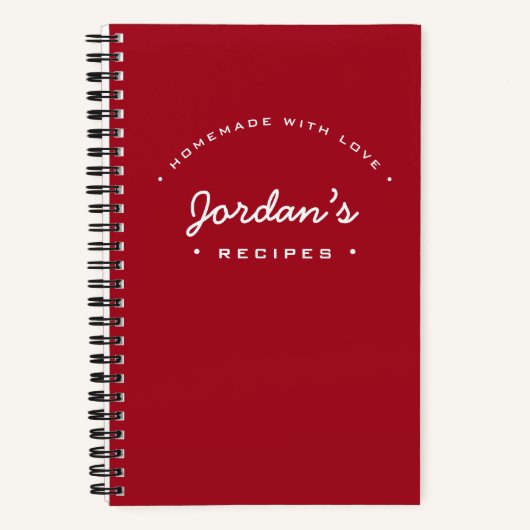 Zelfgemaakt met Liefde Recept Rood Gepersonaliseer Notitieboek (Voorkant)