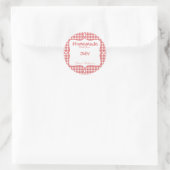 Zelfgemaakt met liefde Red Gingham Ronde Sticker (Tas)