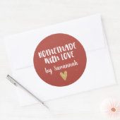 Zelfgemaakt met liefde rood rustieke kerst ronde sticker (Envelop)
