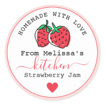 Zelfgemaakt met liefde roze aardbeien jampot