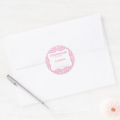 Zelfgemaakt met liefde roze gingham ronde sticker (Envelop)