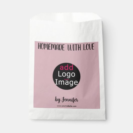 Zelfgemaakt Met Liefde Stijlvolle Aangepaste Stof  Bedankzakje (Voorkant)