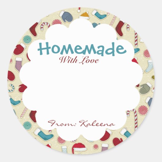 Zelfgemaakt met liefde winter thema ronde sticker (Voorkant)
