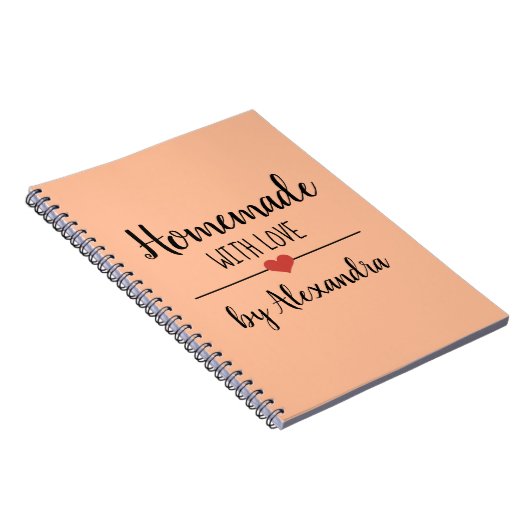 Zelfgemaakt met liefde zwart sinaasappel Naam Rece Notitieboek (Rechterzijde)