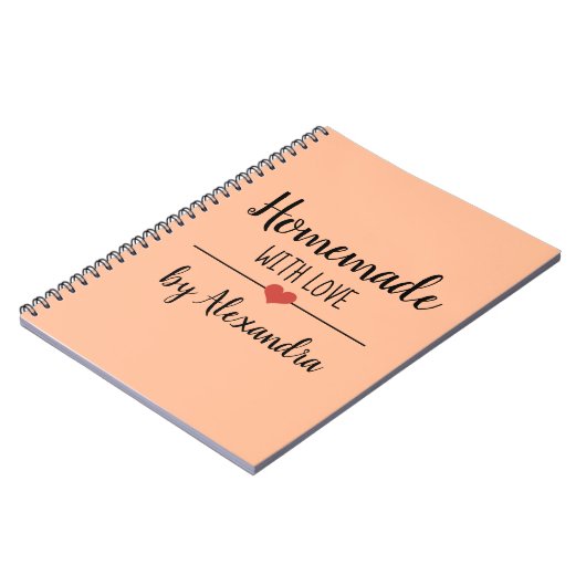 Zelfgemaakt met liefde zwart sinaasappel Naam Rece Notitieboek (Linkerzijde)