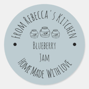 Zelfgemaakt met Love Dusty Blue   Jam Canning Labe Ronde Sticker