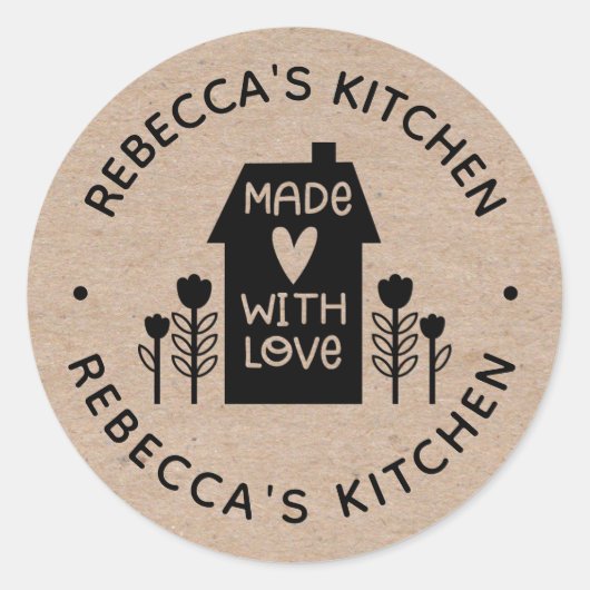 Zelfgemaakt met Love Kraft Ronde Sticker (Voorkant)