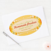 Zelfgemaakt met Love Oval Label Sticker (Envelop)