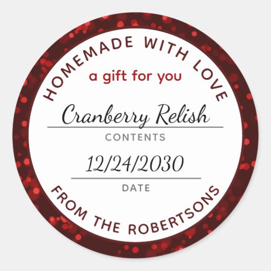 Zelfgemaakt met Love Red Christmas Food Label (Voorkant)