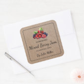 Zelfgemaakt Mixed Berry Jam Square Kraft-papierlab Vierkante Sticker (Envelop)