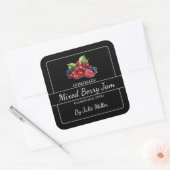Zelfgemaakt Mixed Berry Jam Square Label Zwart (Envelop)