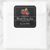 Zelfgemaakt Mixed Berry Jam Square Label Zwart (Tas)