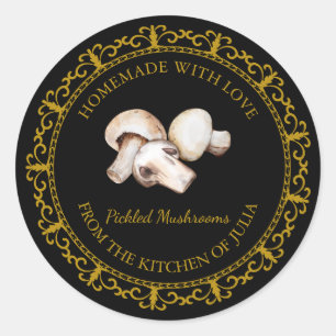  Zelfgemaakt Mushroom Pickle Label l Zwart