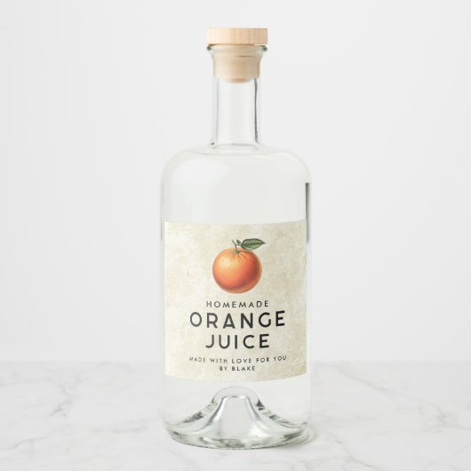 Zelfgemaakt oranje sap likeurfles etiket (Voorkant)