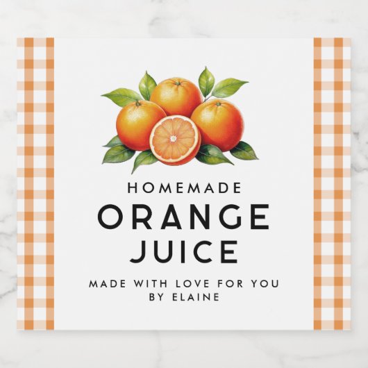 Zelfgemaakt oranje sap met sinaasappels en bladere likeurfles etiket (Enkel label)