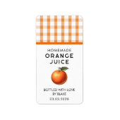 Zelfgemaakt oranje saplabel met geruit patroon etiket (Voorkant)