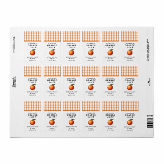 Zelfgemaakt oranje saplabel met geruit patroon etiket (Full Sheet)