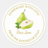 Zelfgemaakt Pear Jam Label | Wit (Voorkant)