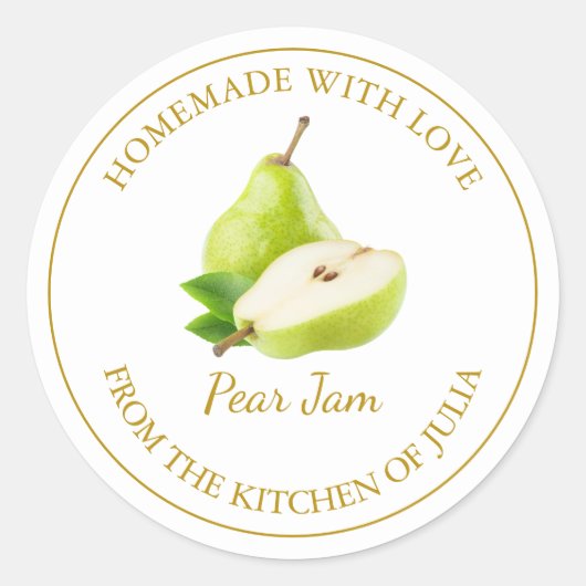 Zelfgemaakt Pear Jam Label | Wit (Voorkant)