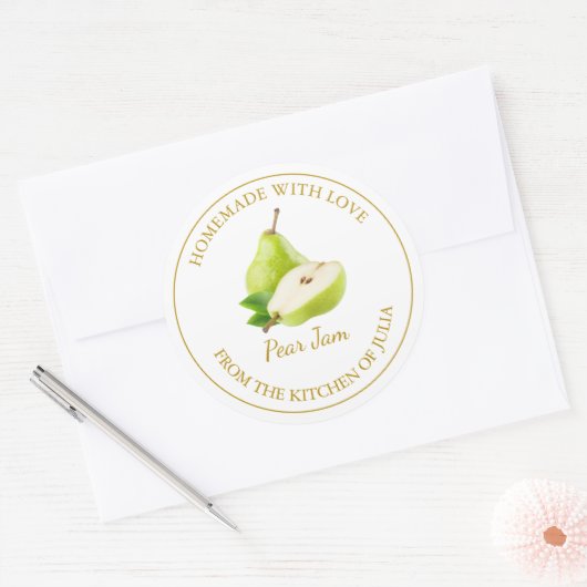 Zelfgemaakt Pear Jam Label | Wit (Envelop)