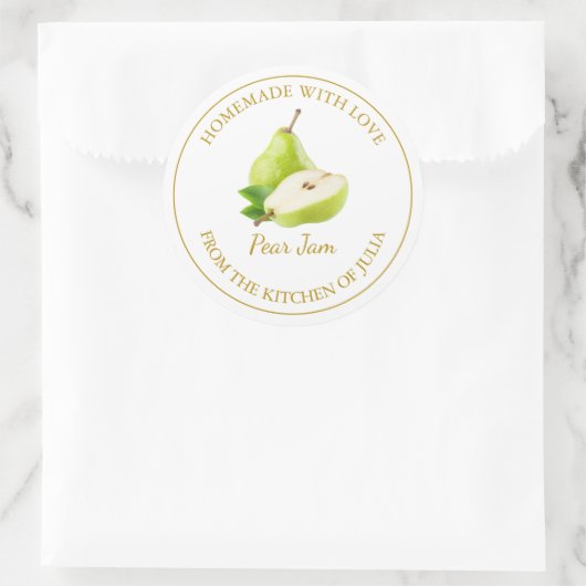 Zelfgemaakt Pear Jam Label | Wit (Tas)